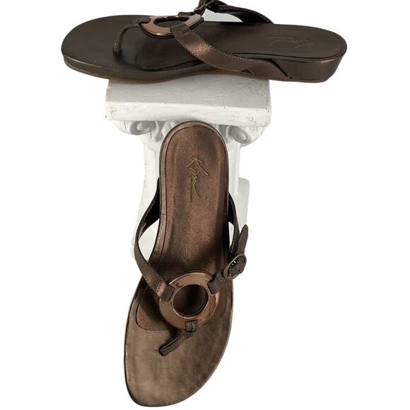 Kim Rogers Morissa Thong Sandals Metallic Bronze Size 6M - Picture 10 of 15
